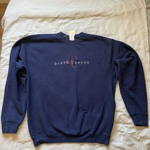 Grand Canyon Sweatshirt Men XL 90s Vintage Fred Harvey Trading Company Navy Blue